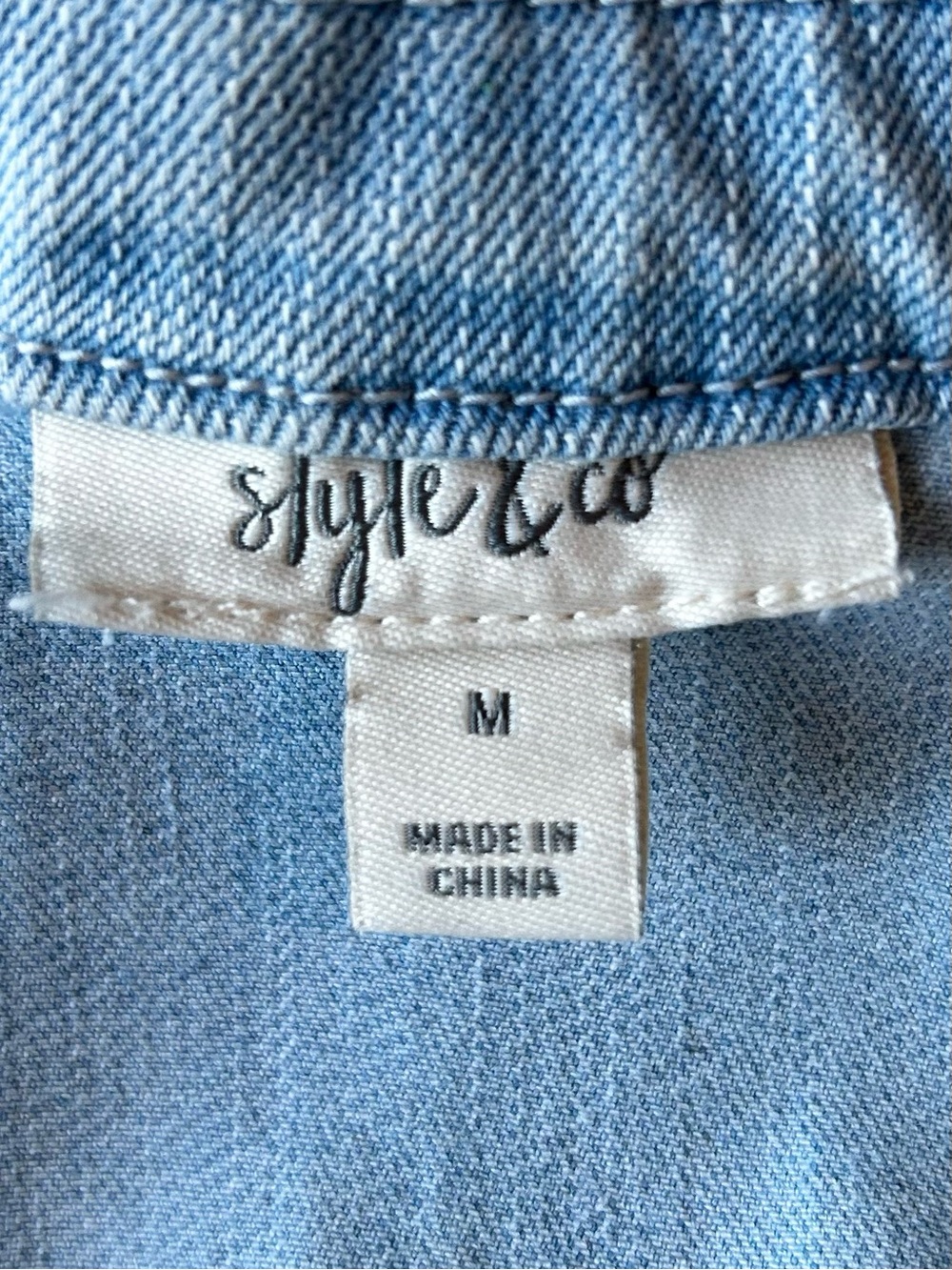 Style & Co Light Wash Denim Jacket Medium Classic Button Front Jean Jacket - Picture 7 of 9